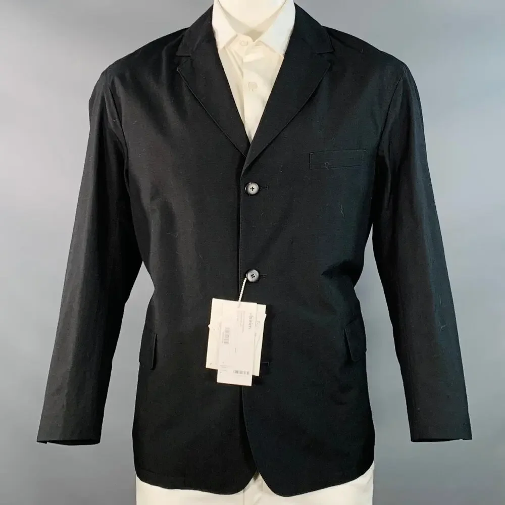 VISVIM Size L Yardbird Black Wool Linen Notch Lapel Sport Coat